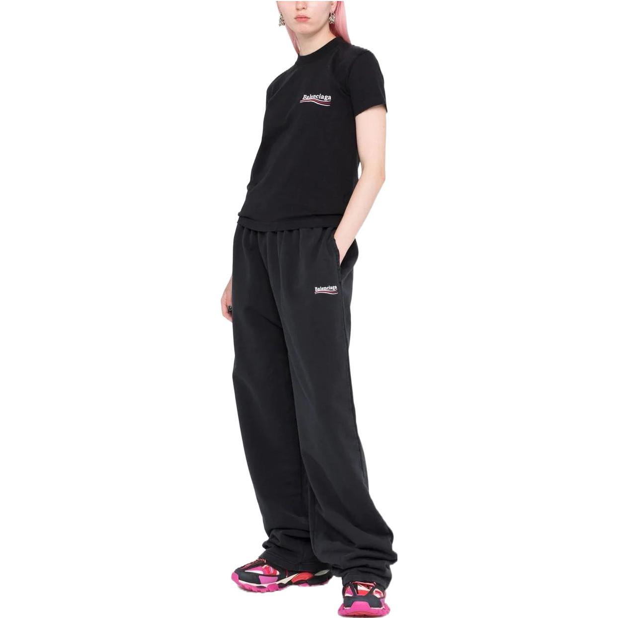 (Women) Balenciaga SS22  Black Plain Logo Print Casual T-Shirt. 612964TKVJ19034 圖 3