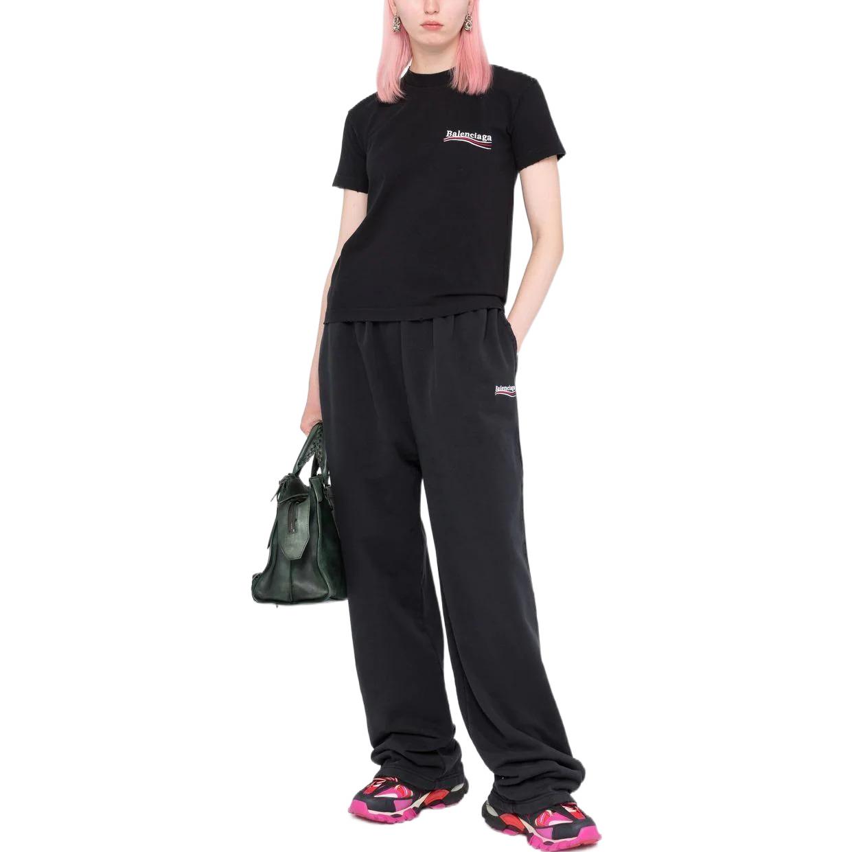 (Women) Balenciaga SS22  Black Plain Logo Print Casual T-Shirt. 612964TKVJ19034 圖 4