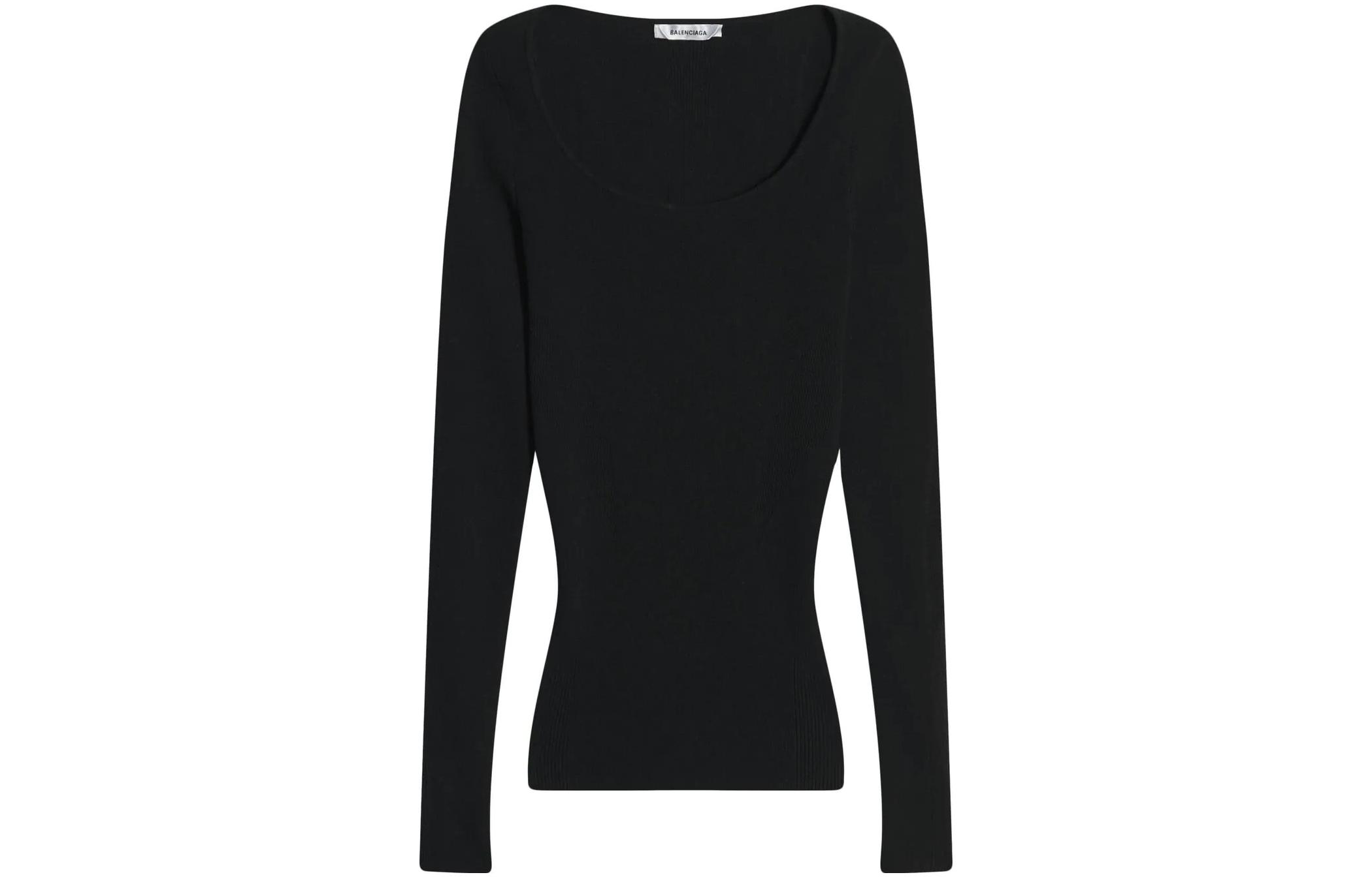 (Women) Balenciaga SS22  Black Pullover Long Sleeve Knit Sweater. 675362T51591000