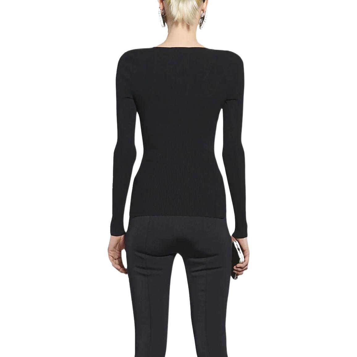 Shop (W) 발렌시아가 SS22 블랙 풀오버 롱슬리브 니트 스웨터. 675362T51591000