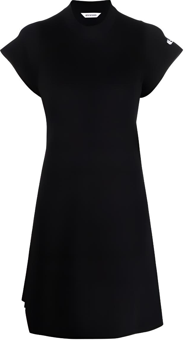 women-balenciaga-ss-22-black-short-sleeve-high-neck-casual-dress-681973-t51651000