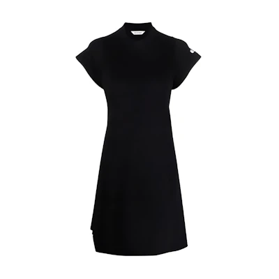 (Women) Balenciaga SS22 Black Short Sleeve High Neck Casual Dress. 681973T51651000