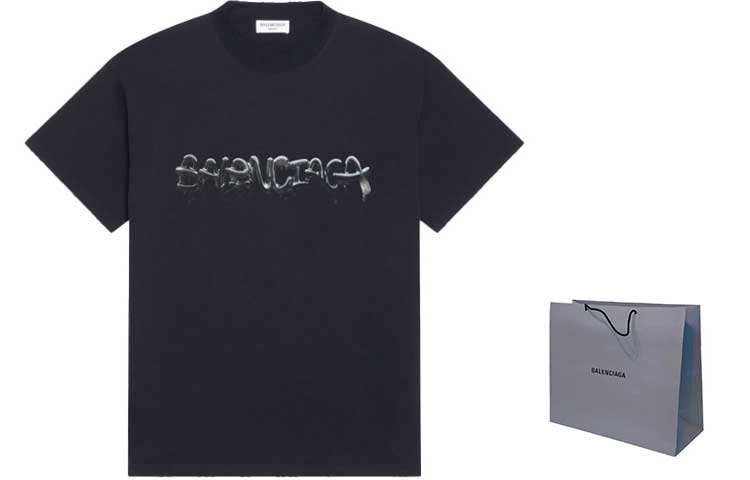 (Women) Balenciaga SS22  Black Slime Logo Print Crewneck T-Shirt. 612965TLVF11069 圖 4