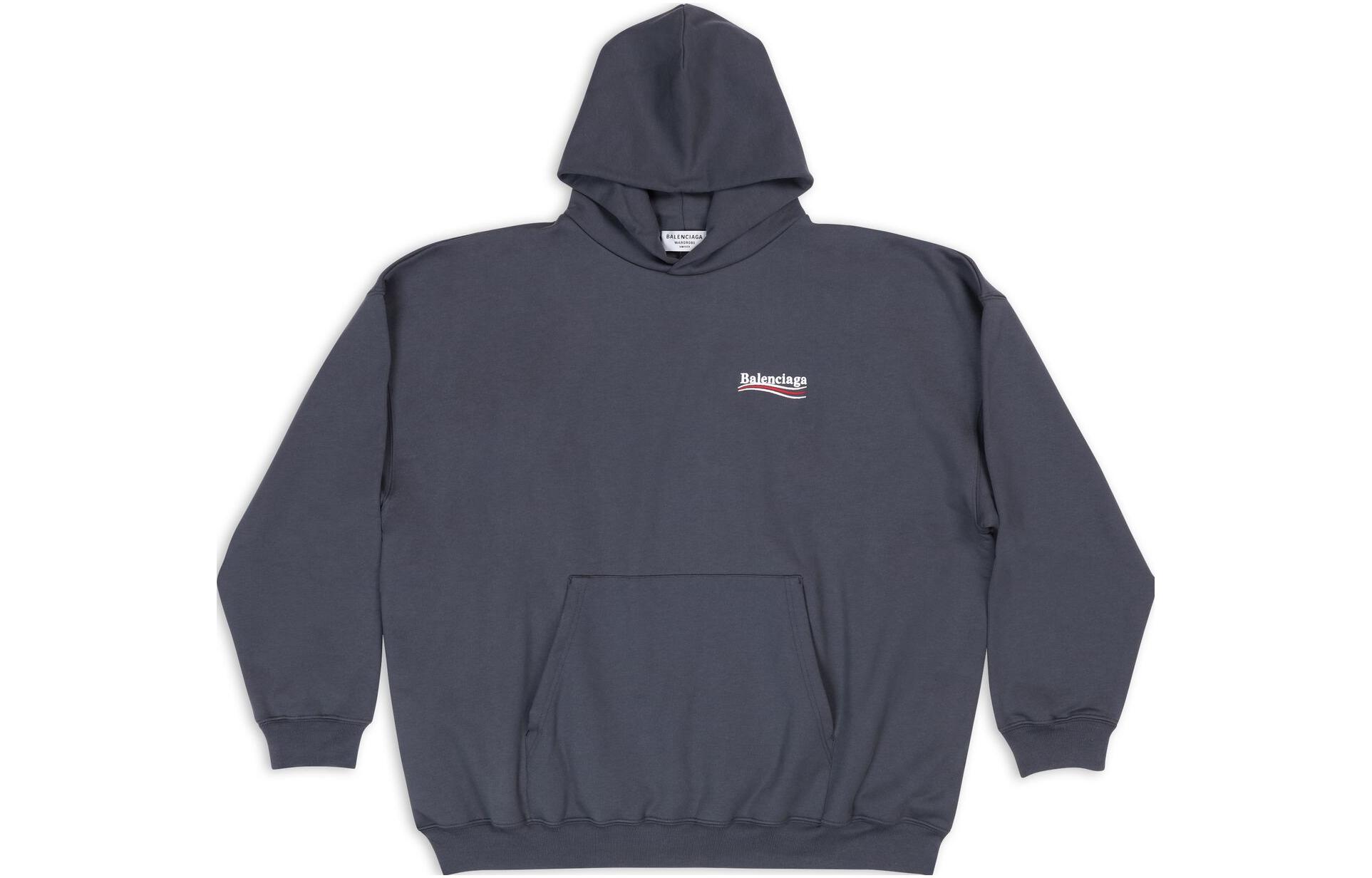 (Women) Balenciaga SS22  Blue Gray Oversized Printed Hoodie 620947TKVI91366