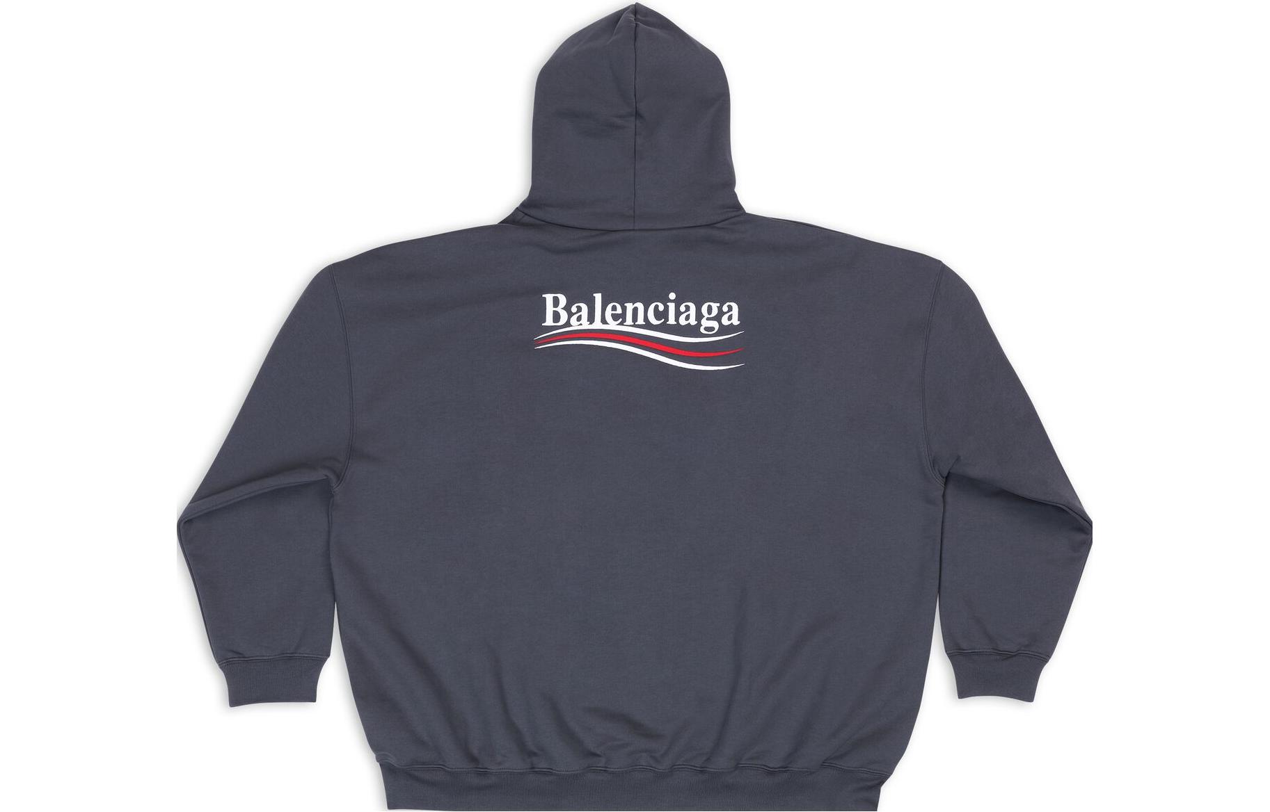 (Women) Balenciaga SS22  Blue Gray Oversized Printed Hoodie 620947TKVI91366 圖 3