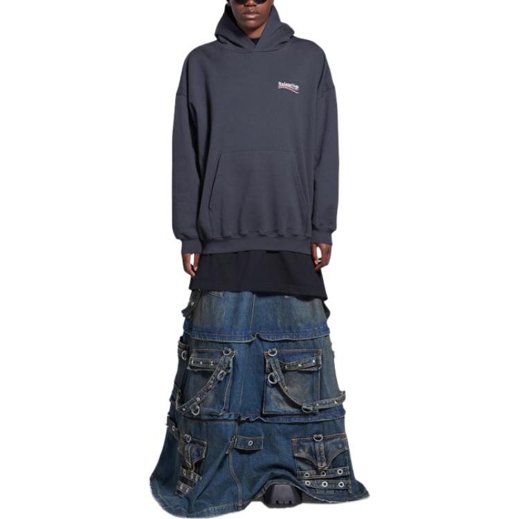 (Women) Balenciaga SS22  Blue Gray Oversized Printed Hoodie 620947TKVI91366 圖 4