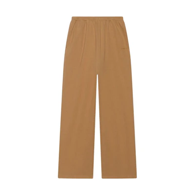 (Women) Balenciaga SS22 Brown Straight-Leg Logo Embroidered Casual Pants. 674594TKVB50950