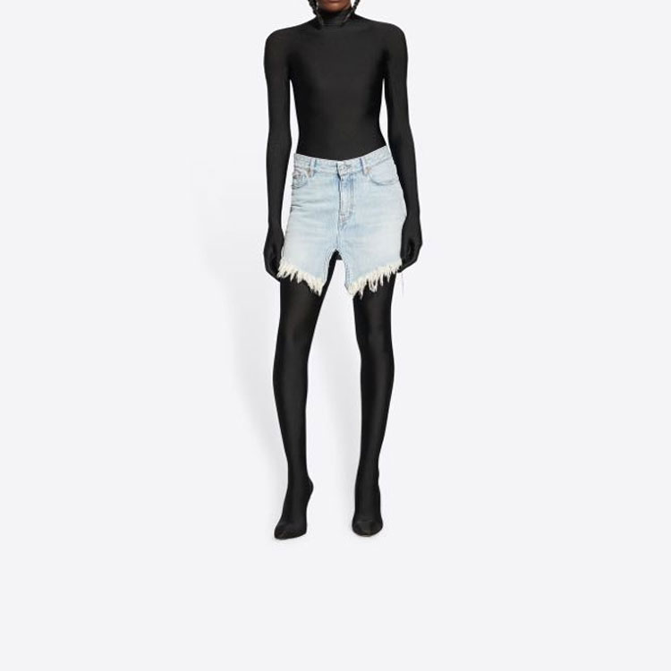 Shop (W) 발렌시아가 SS22 디스트레스드 헴 컷아웃 데님 미니 스커트 블루 704541TDW144824