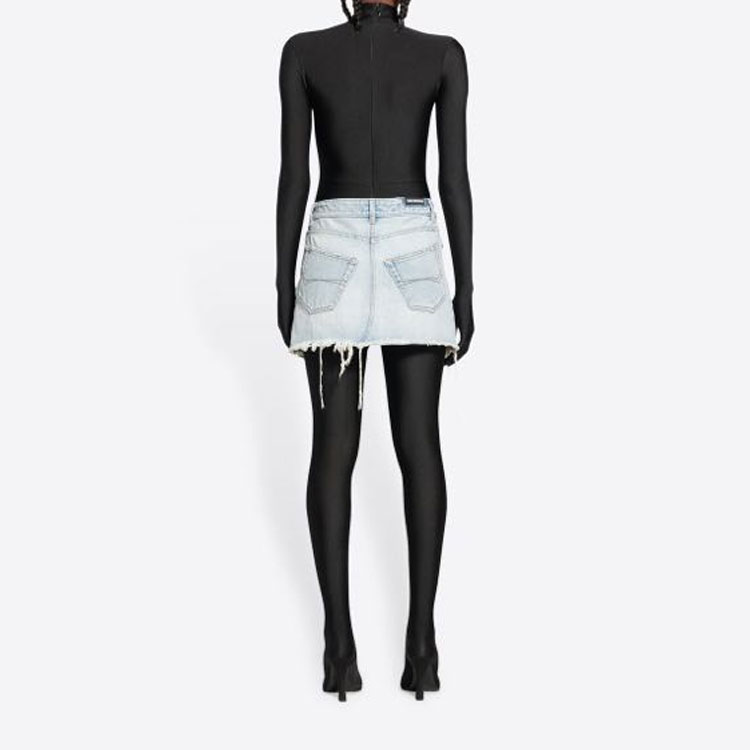 Purchase (W) 발렌시아가 SS22 디스트레스드 헴 컷아웃 데님 미니 스커트 블루 704541TDW144824