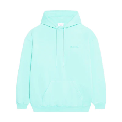 (Women) Balenciaga SS22 Green Logo Pullover Hoodie Regular Fit. 578135TLVB83062
