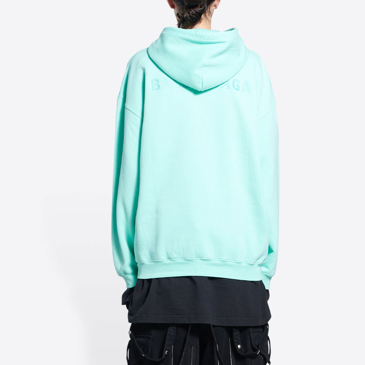 Sizing (W) 巴黎世家 SS22 綠色標誌連帽衫 常規版型。 578135TLVB83062