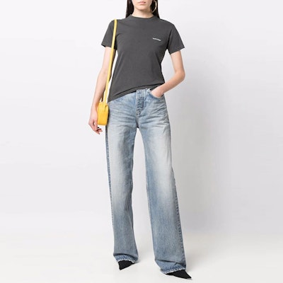 (W) Balenciaga SS22 Jeans High-Waisted Loose Straight Biru 681729TJW604012 Lookbook (W) Balenciaga SS22 Jeans High-Waisted Loose Straight Biru 681729TJW604012