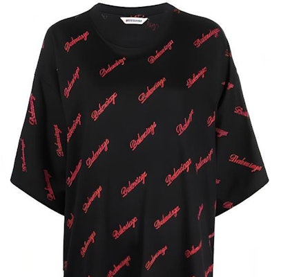 (W) 巴黎世家 SS22 标志印花黑色T恤连衣裙. 646221TJVJ51076 Details for (W) 巴黎世家 SS22 标志印花黑色T恤连衣裙. 646221TJVJ51076