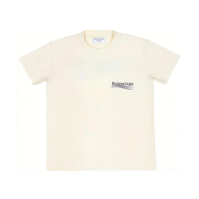 (Women) Balenciaga SS22 Logo Print Crewneck T-Shirt Regular Fit Off-White. 612964TKVJ19084