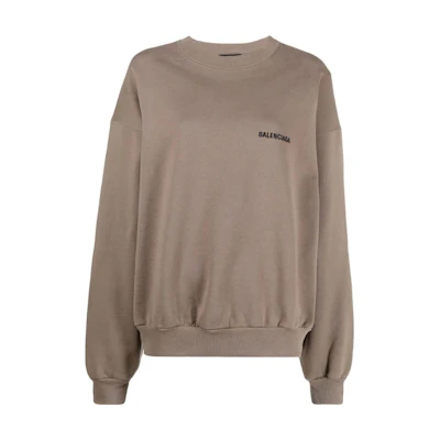 (Women) Balenciaga SS22 Logo Print Oversized Sweatshirt Gray Taupe. 697869TMVF57761