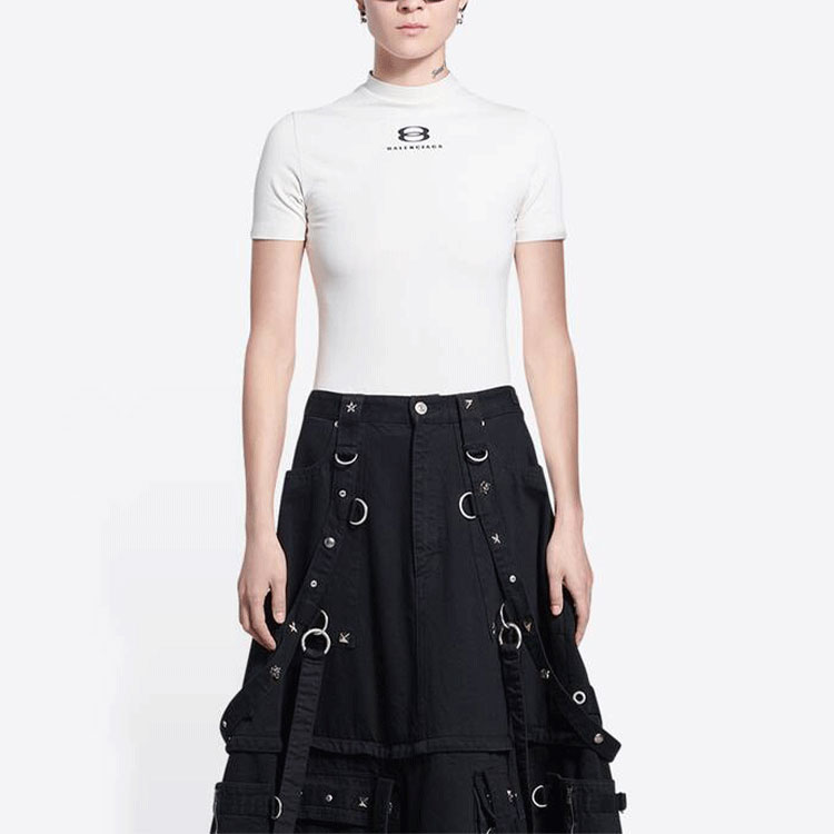(Women) Balenciaga SS22  Logo Print White Crewneck T-Shirt - Perfect Gift Idea 681057TLVG29054 圖 5