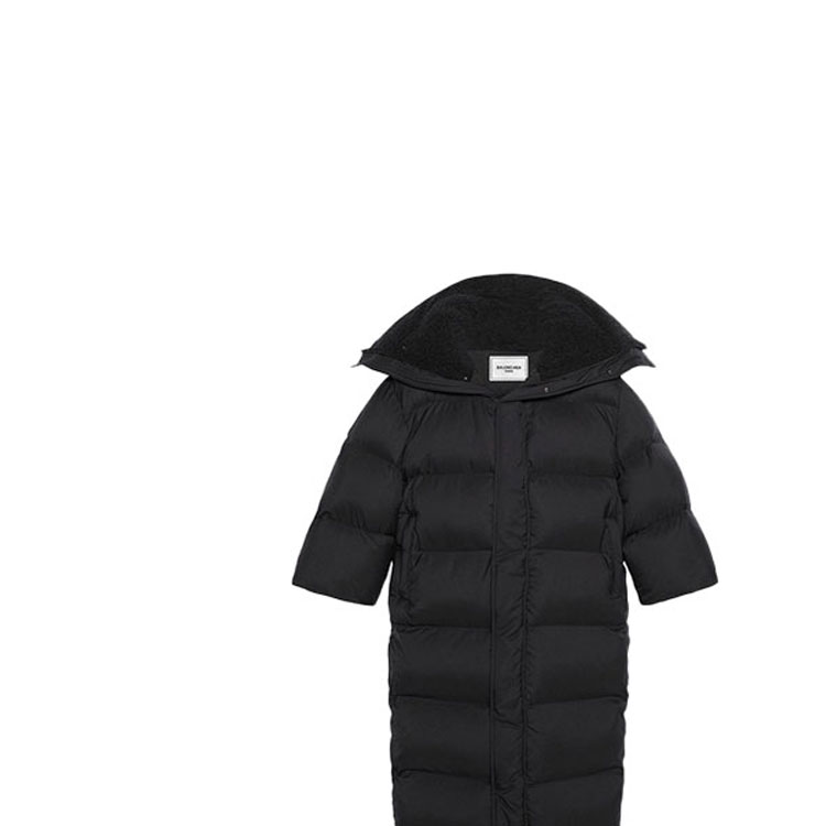 Sizing (W) 巴黎世家 SS22 黑色长款尼龙羽绒大衣配加长领设计 681493TJO031000