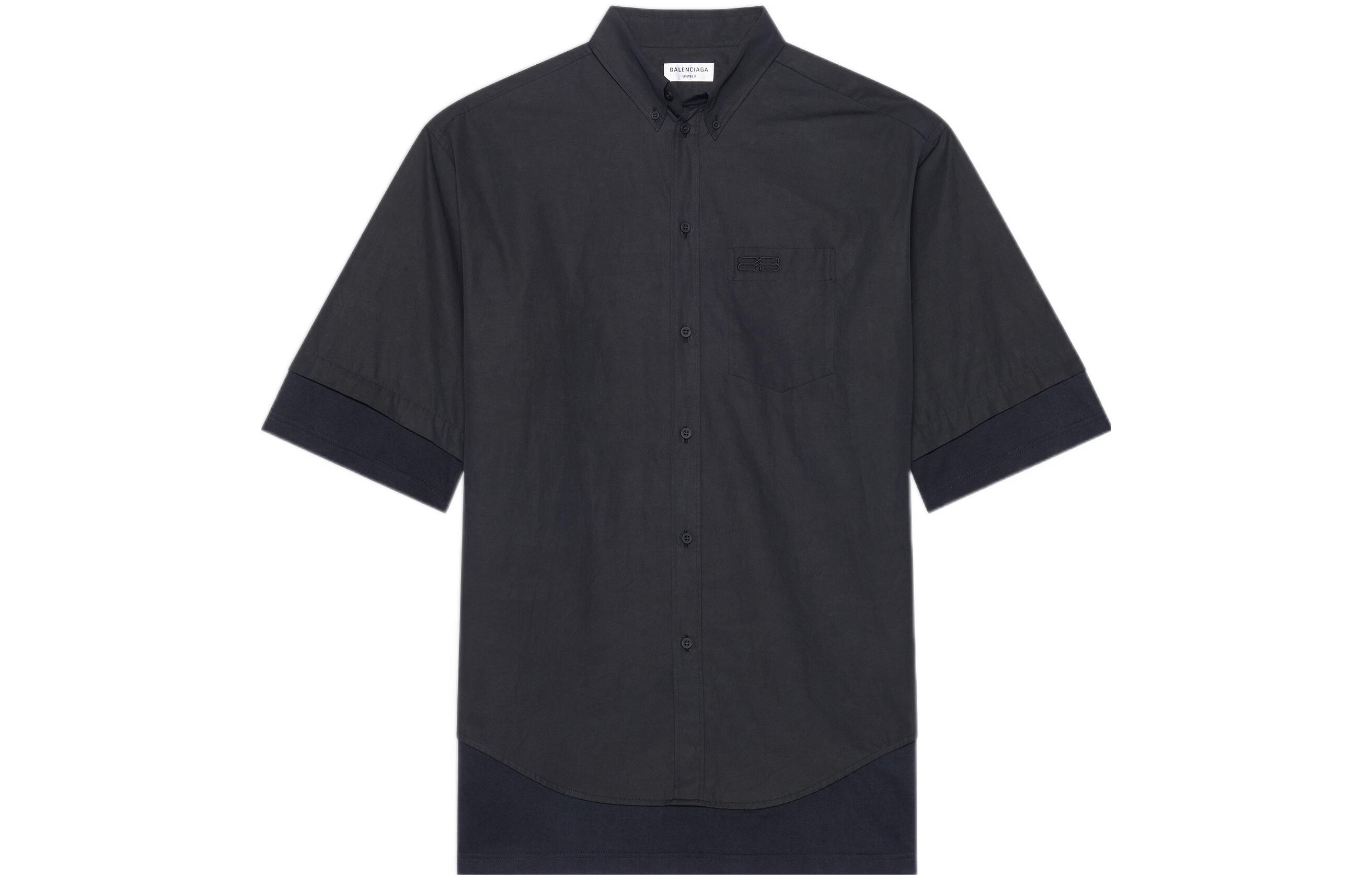 (Women) Balenciaga SS22  Oversized Black Shirt with BB Logo. 690395TYB181000