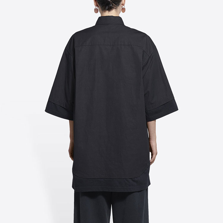 Details for (W) Balenciaga SS22 Kemeja Oversize Hitam dengan Logo BB. 690395TYB181000
