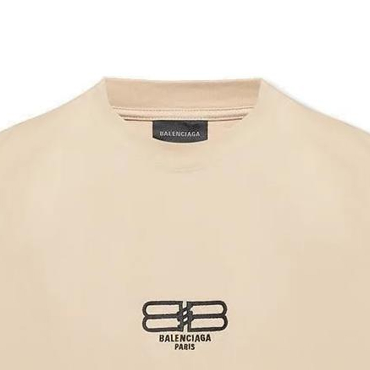 (Women) Balenciaga SS22  Oversized Embroidered Logo T-Shirt Khaki Casual Fit. 612965TMVG79364 圖 6