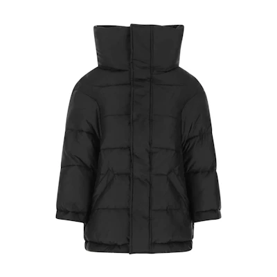 (Women) Balenciaga SS22 Oversized Solid Color High Neck Jacket Black. 659040TKO401000