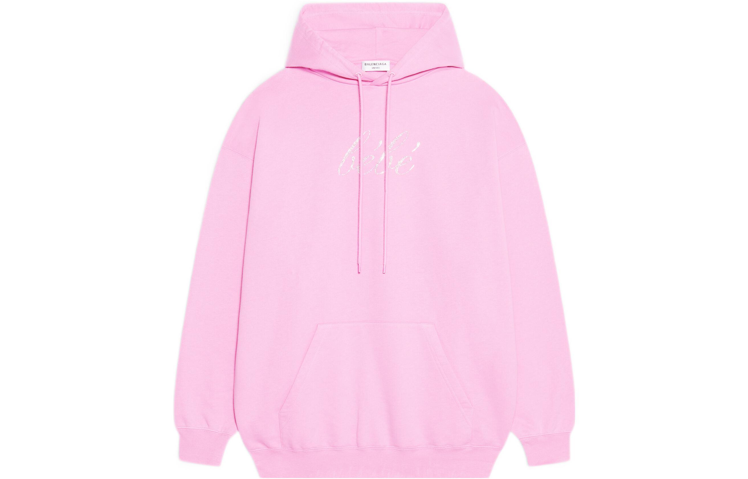 Order (Women) Balenciaga SS22  Pink Pullover Hoodie Long Sleeve Plain Sweatshirt 578135TLVH55630
