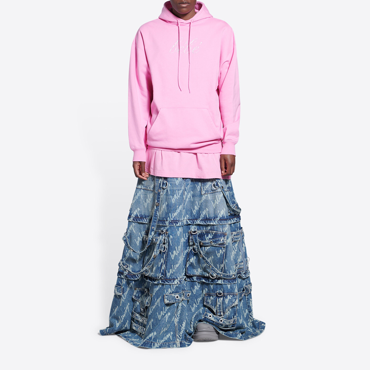 Shop (Women) Balenciaga SS22  Pink Pullover Hoodie Long Sleeve Plain Sweatshirt 578135TLVH55630