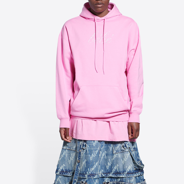 Purchase (Women) Balenciaga SS22  Pink Pullover Hoodie Long Sleeve Plain Sweatshirt 578135TLVH55630