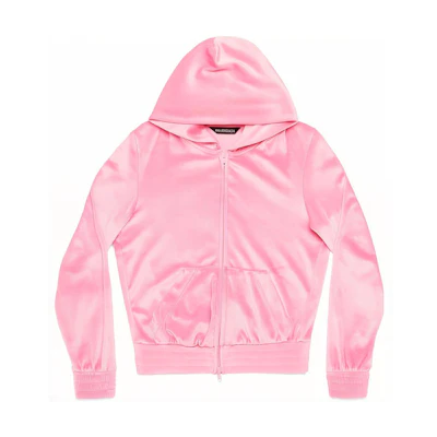 (Women) Balenciaga SS22 Pink Zip-Up Hoodie Oversized Fit Long Sleeve. 751792TMO265630