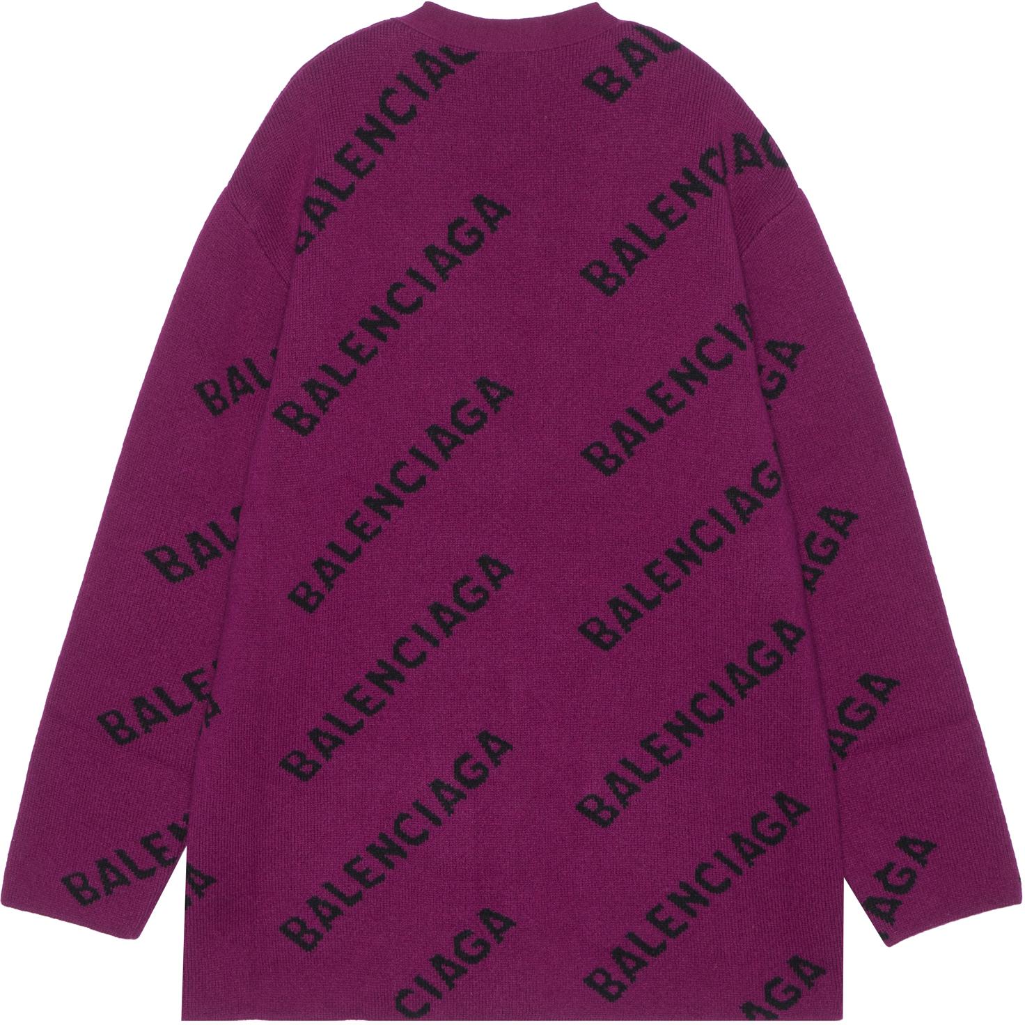 Lookbook (W) 발렌시아가 SS22 퍼플 V넥 오버핏 울 니트 스웨터. 659676T15675272