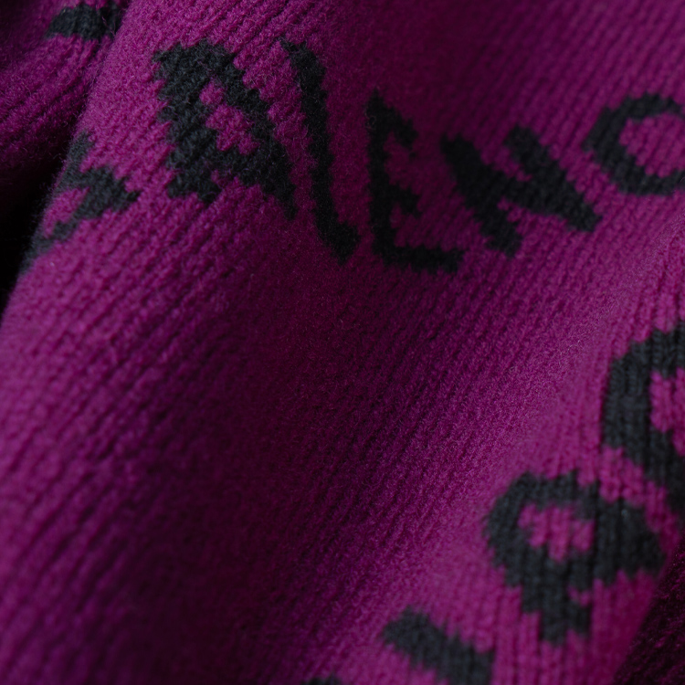 Sizing (W) 발렌시아가 SS22 퍼플 V넥 오버핏 울 니트 스웨터. 659676T15675272