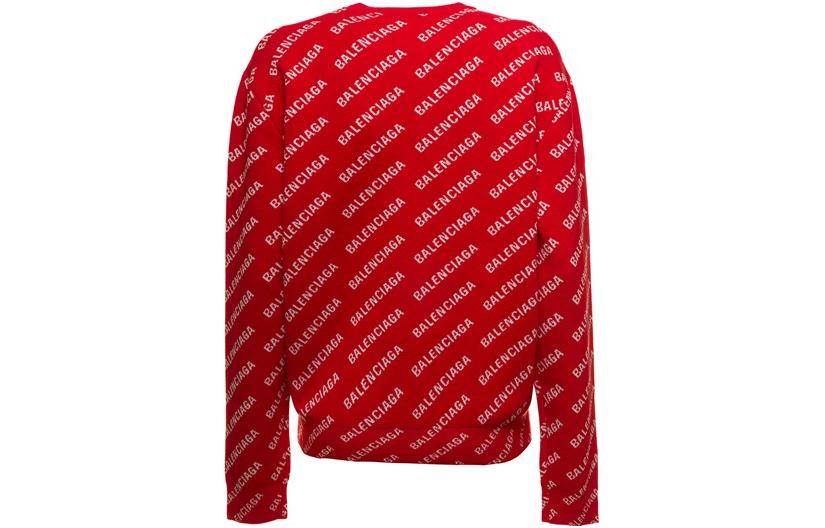 Lookbook (W) 발렌시아가 SS22 레드 로고 프린트 코튼 스웨터. 703209T32336090