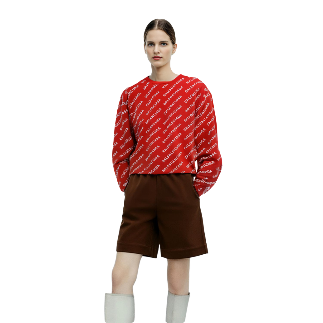 Shop (W) 발렌시아가 SS22 레드 로고 프린트 코튼 스웨터. 703209T32336090