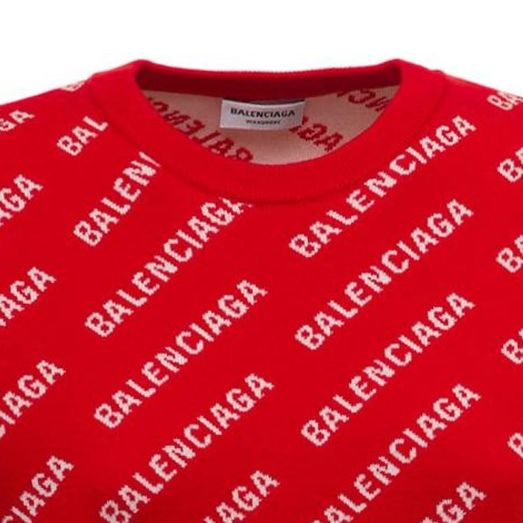 Details for (W) 발렌시아가 SS22 레드 로고 프린트 코튼 스웨터. 703209T32336090