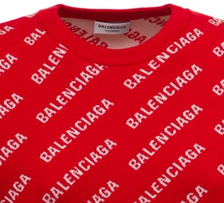 (W) 巴黎世家 SS22 红色Logo印花棉质毛衣. 703209T32336090 Details for (W) 巴黎世家 SS22 红色Logo印花棉质毛衣. 703209T32336090