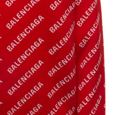 (W) 巴黎世家 SS22 红色Logo印花棉质毛衣. 703209T32336090 Cheap (W) 巴黎世家 SS22 红色Logo印花棉质毛衣. 703209T32336090