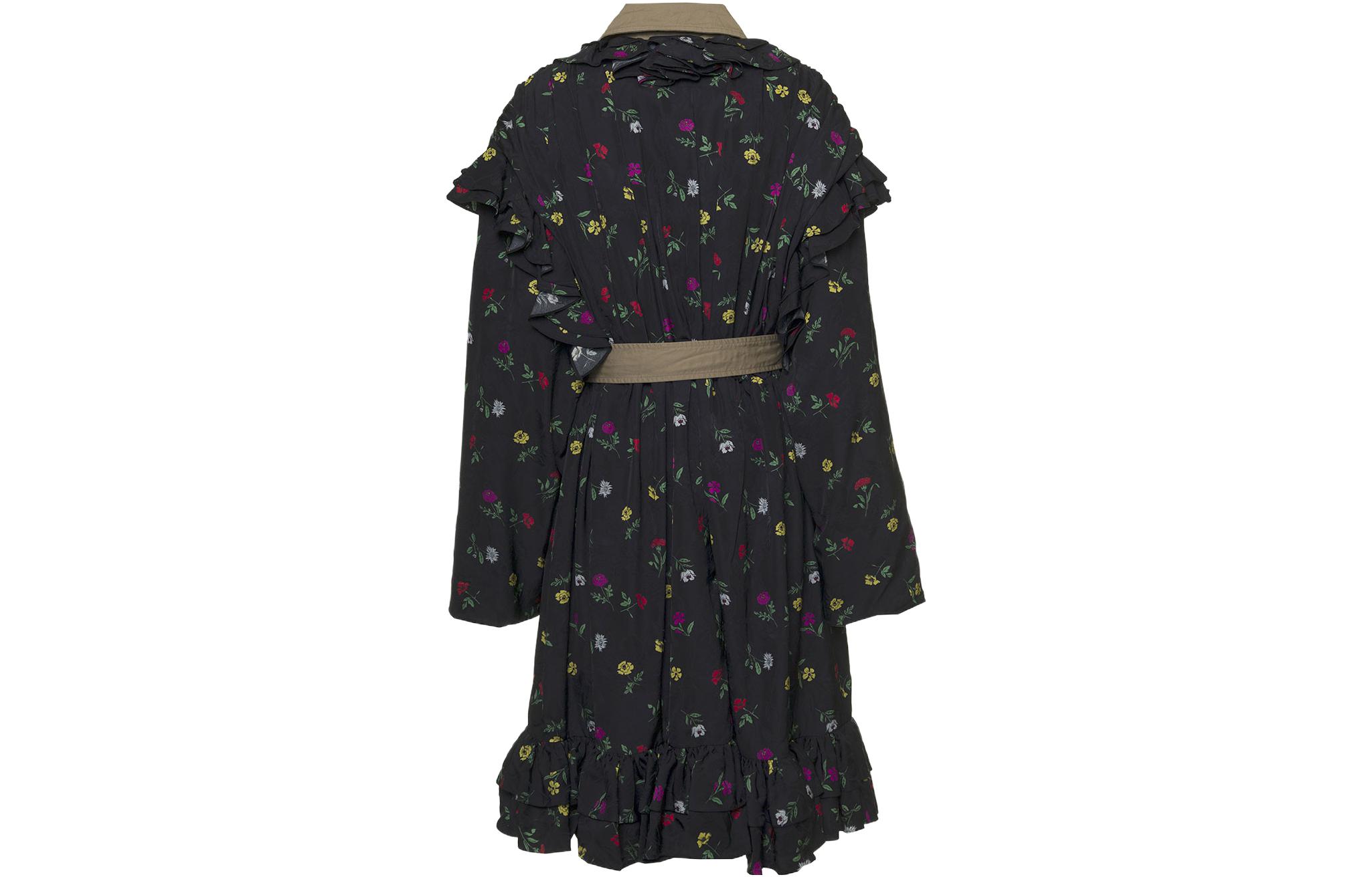 Lookbook (W) Balenciaga SS22 Jaket Trench Reversible Motif Bunga Hitam. 681641TLLA31000