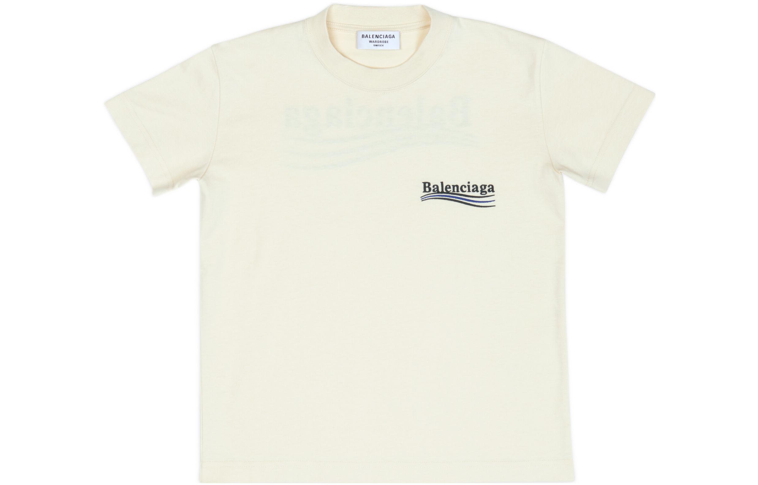 (Women) Balenciaga SS22  Slim Fit Logo Print Beige T-Shirt. 612964TKVJ18962 圖 3