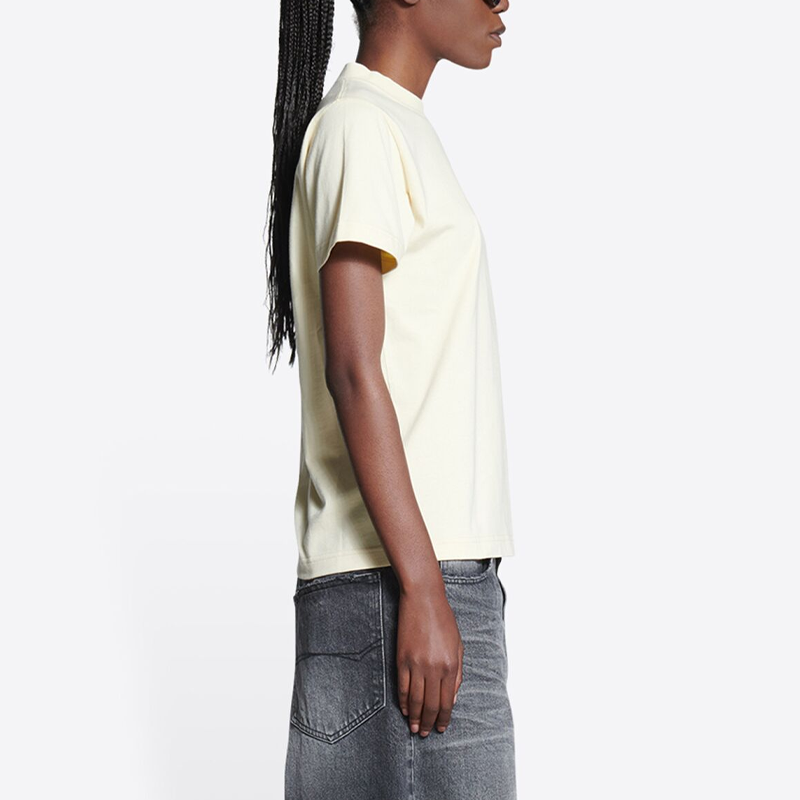 (Women) Balenciaga SS22  Slim Fit Logo Print Beige T-Shirt. 612964TKVJ18962 圖 7