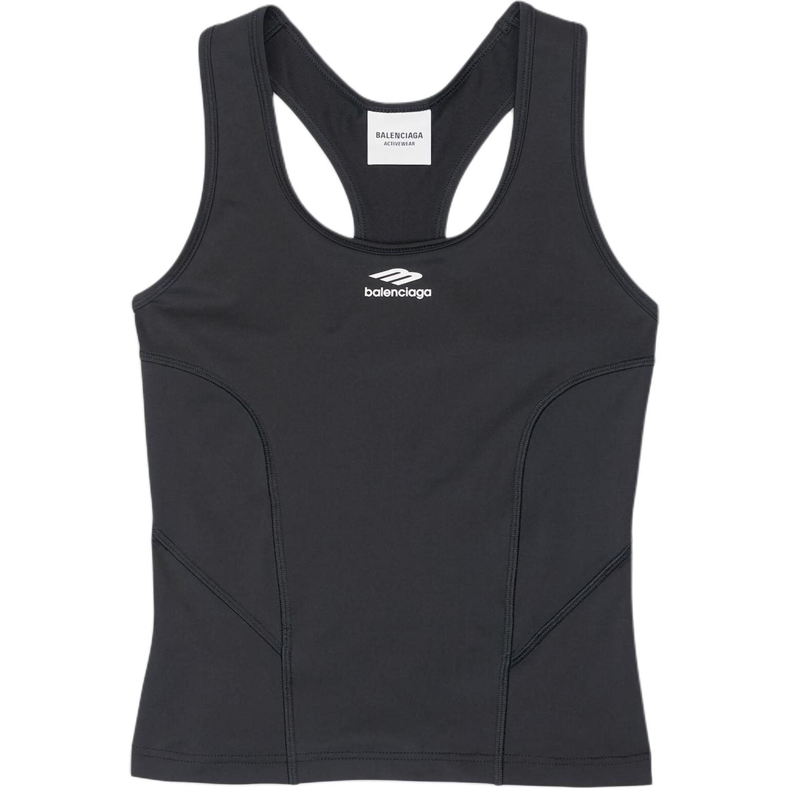 (Women) Balenciaga SS22  Slim Fit Logo Print Tank Top in Solid Color. 6980434C3B21077