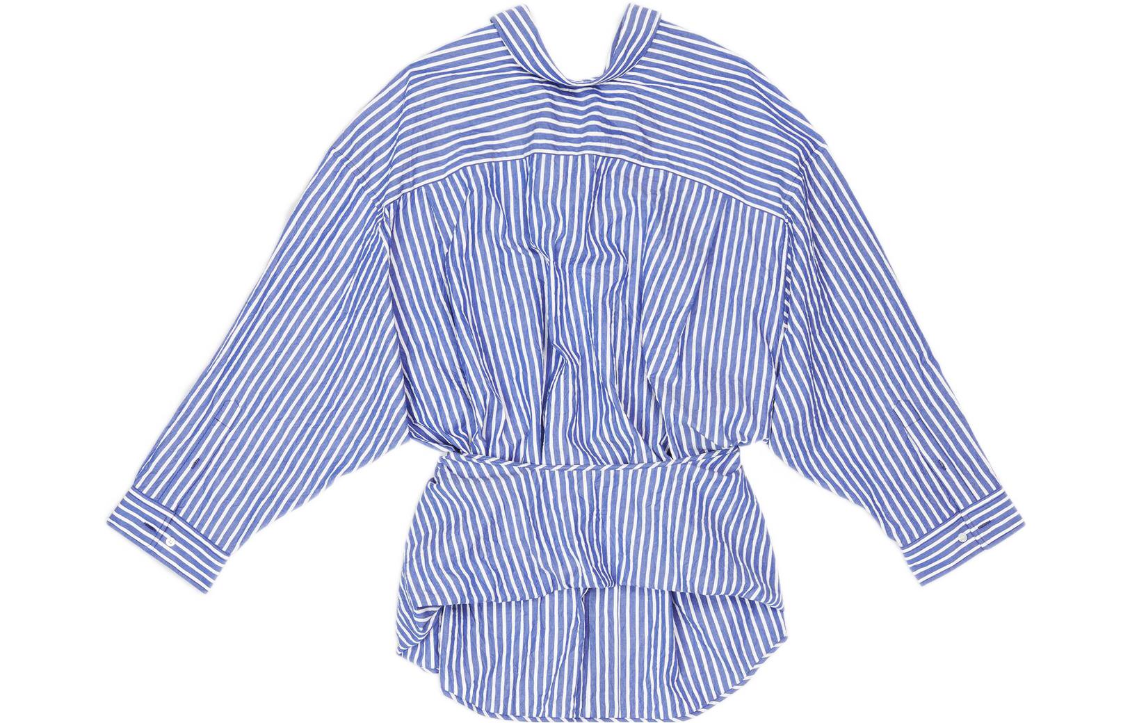Lookbook (Women) Balenciaga SS22  Striped Button-Up Long Sleeve Shirt Blue 694648TMM234640
