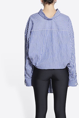 (Women) Balenciaga SS22 Striped Button-Up Long Sleeve Shirt Blue 694648TMM234640 Purchase (Women) Balenciaga SS22 Striped Button-Up Long Sleeve Shirt Blue 694648TMM234640