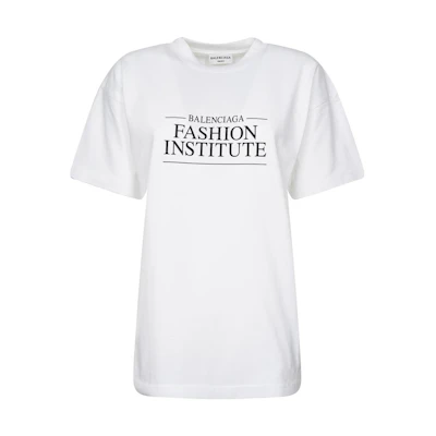 (Women) Balenciaga SS22 White Oversized Letter Print Casual T-Shirt 612965TMVH69040