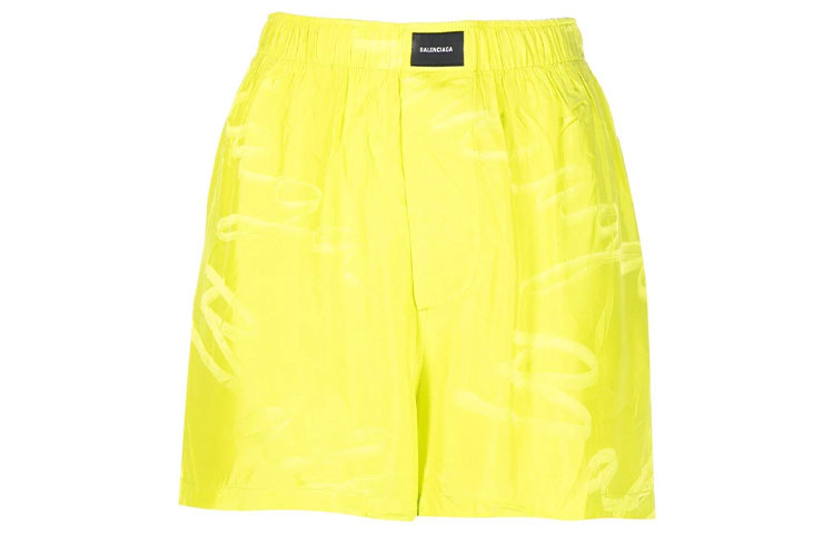 (Women) Balenciaga SS22  Yellow High-Waisted Solid Color Shorts. 671664TMO607204