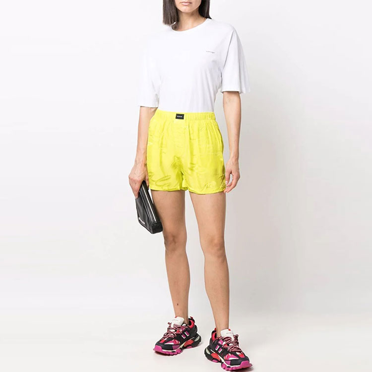 Lookbook (W) バレンシアガ SS22 イエロー ハイウエスト ショーツ 無地カラー. 671664TMO607204