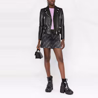 Lookbook (W) Balenciaga SS22 全印Logo迷你丹寧短裙 黑色 681802TMW211052