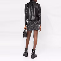 Shop (W) Balenciaga SS22 全印Logo迷你丹寧短裙 黑色 681802TMW211052