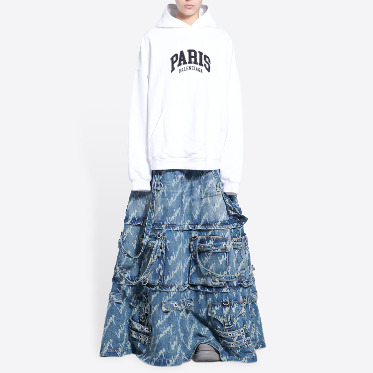 Shop (W) 巴黎世家 SS22 城市系列字母印花宽松连帽衫 白色 675003TLVL89040