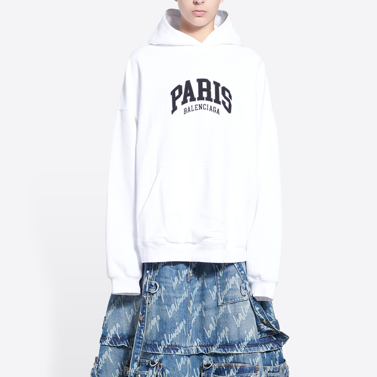 Purchase (W) 巴黎世家 SS22 城市系列字母印花宽松连帽衫 白色 675003TLVL89040