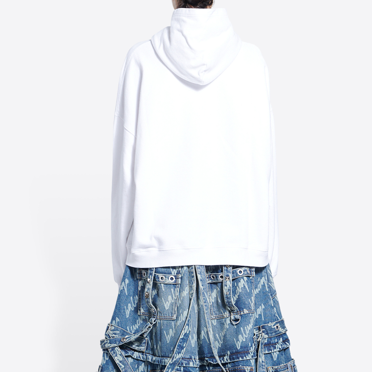 Details for (W) 巴黎世家 SS22 城市系列字母印花宽松连帽衫 白色 675003TLVL89040